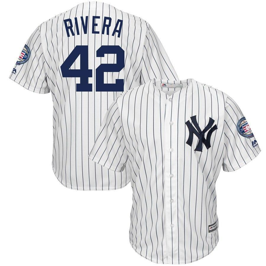 42 New York City White/Navy 2019 Hall of Fame Patch Cool Base Player Jersey