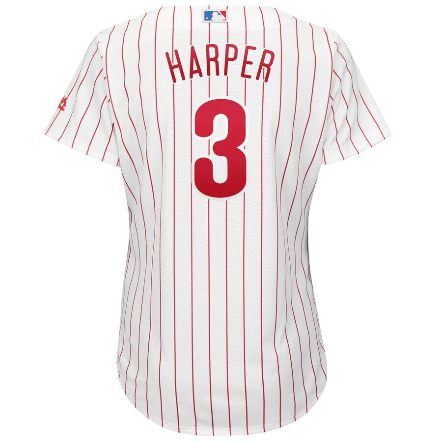Bryce Harper 3 Philadelphia Phillies Women's White/Red Home Plus Size Official Cool Base Player Jersey