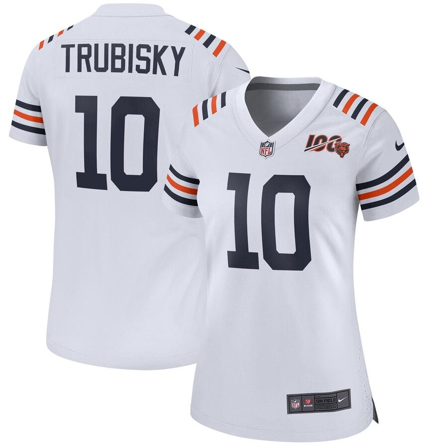 Women's Chicago Bears Mitchell Trubisky White  100th Season Alternate Classic Game Jersey