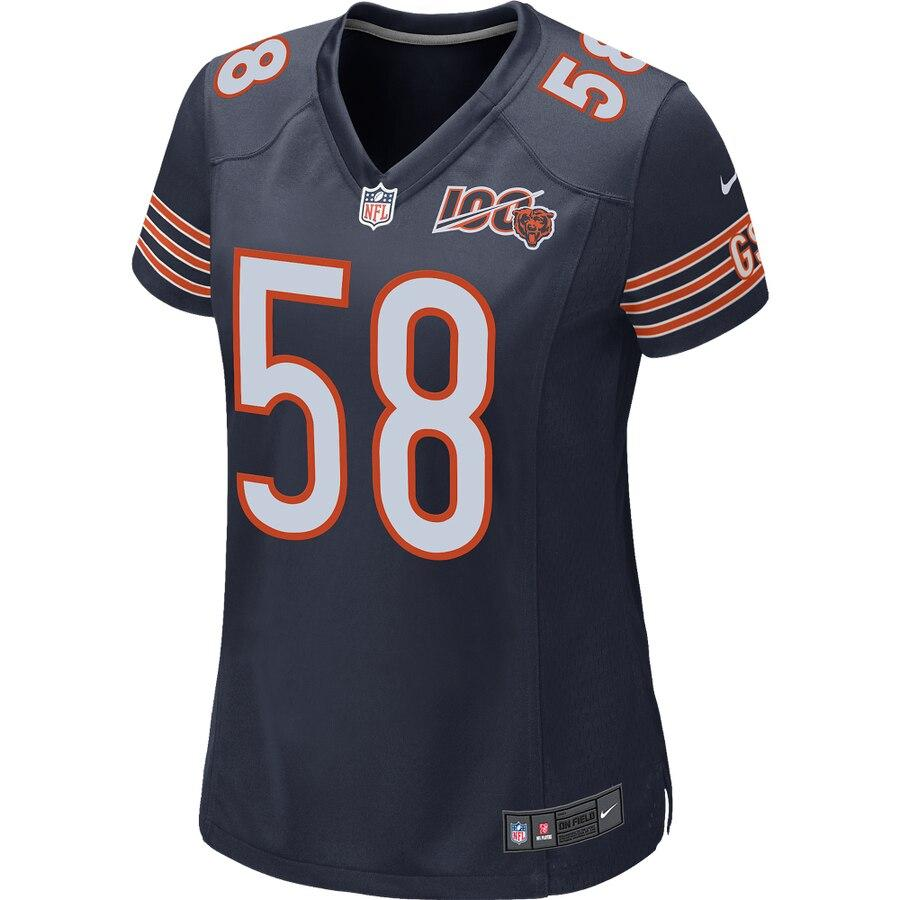 Women's Chicago Bears Roquan Smith Navy 100th Season Game Jersey
